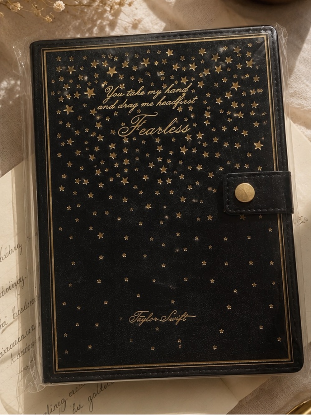 Taylor Swift merch | Black Journal with Gold Star Detailing
